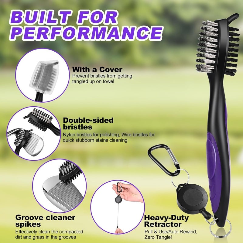 Wynaura 15PCS Golf Accessories Kit - Include Golf Club Cleaner Brush with Groove Cleaner Tool, Golf Ball Bag, Divot Tool with Magnetic Ball Marker, Towel, Golf Tees, Golf Gift for Men/Women - Image 2